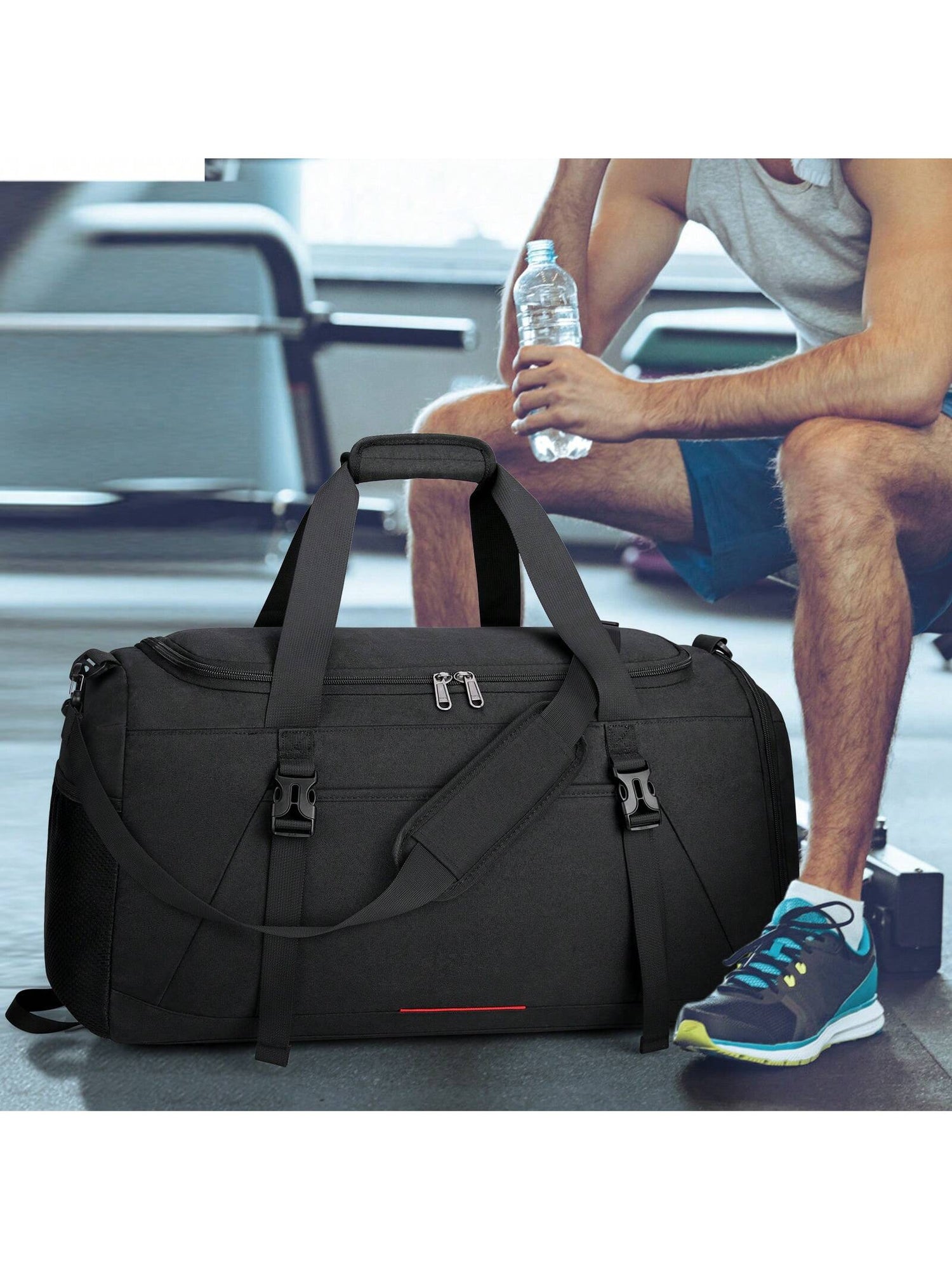 Gym Bag for Men Women 40L Water Resistant Sports Bag Gym Duffle Bag with Wet Pocket Large Travel Duffel Bag Weekender Overnight Bag with Shoe Compartment